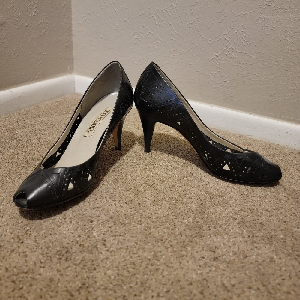 Vintage Bandolino Black Peep-Toe Heels